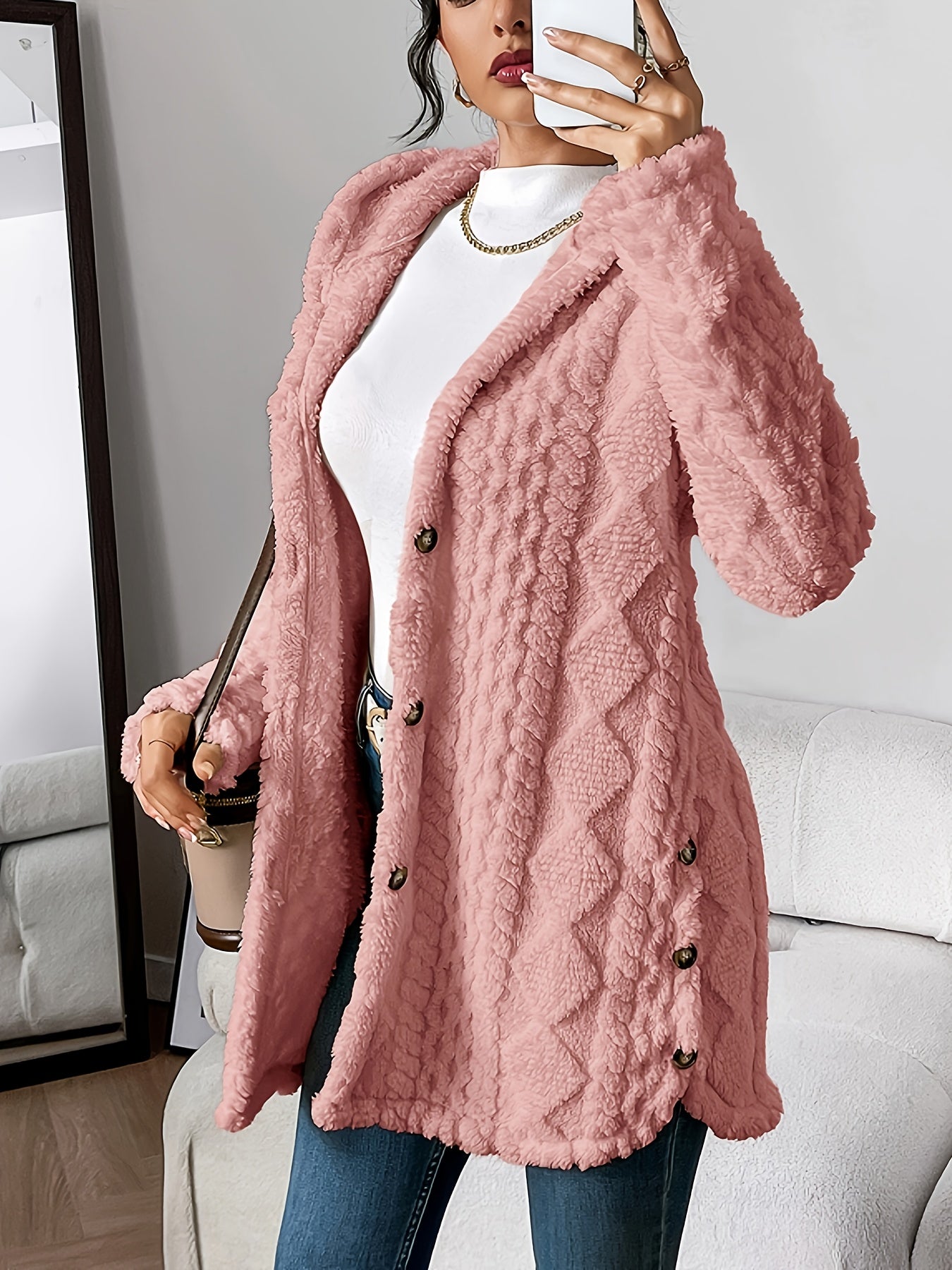 Rowena™ | Plush Hooded Cardigan Coat