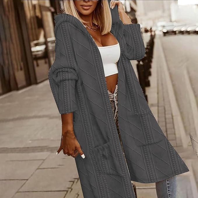 Cytheria – Long-sleeved cable-knit hooded cardigan