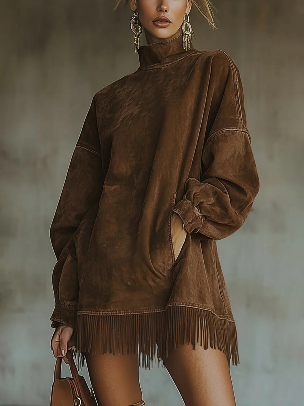 Francine | Cozy Suede Fringe Dress
