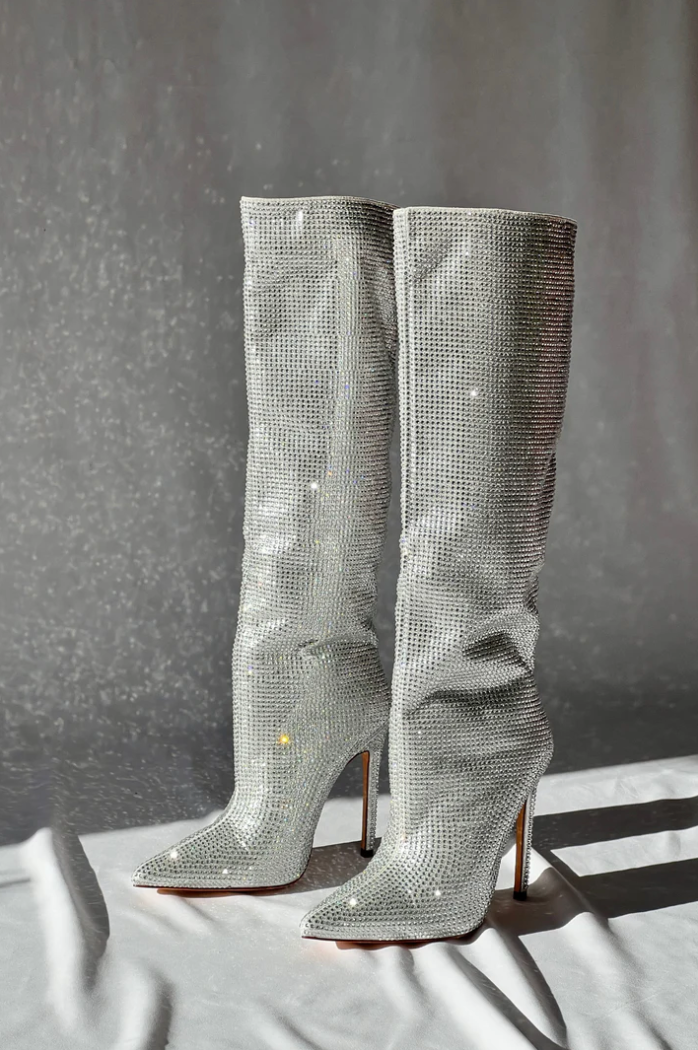 Enora - Stunning Sparkle Pencil Heel Boots