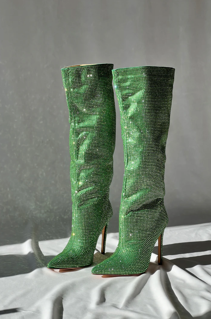 Enora - Stunning Sparkle Pencil Heel Boots