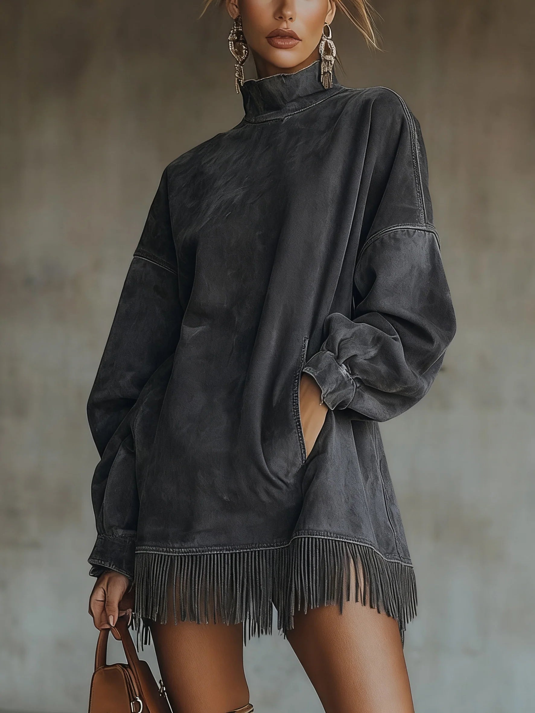 Francine | Cozy Suede Fringe Dress