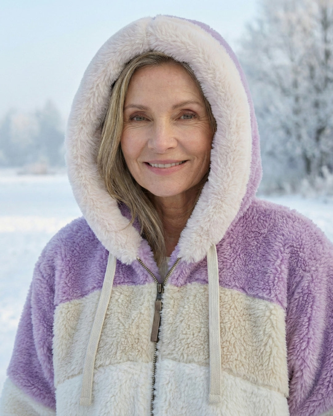 Colorblock Plush Coat