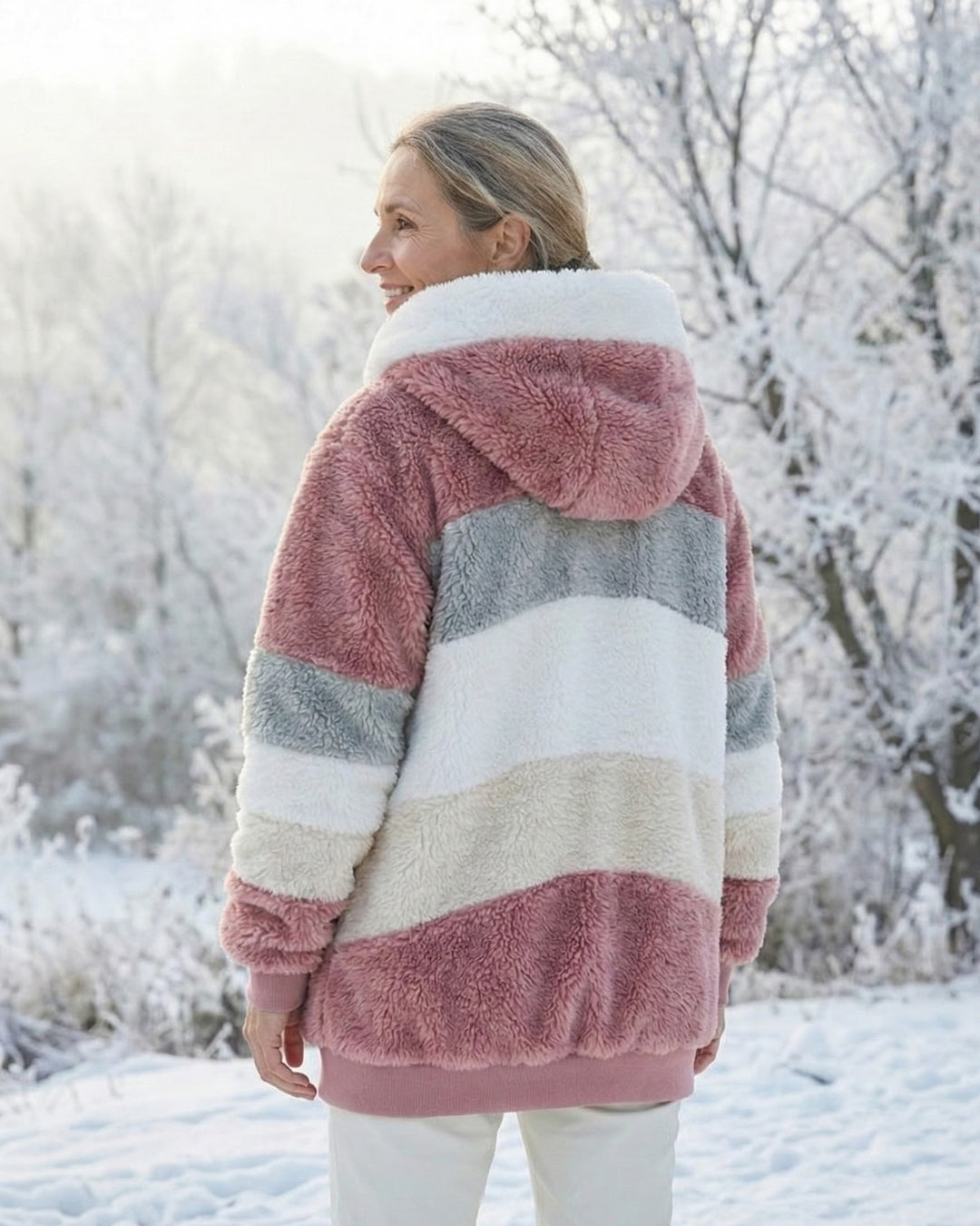 Colorblock Plush Coat