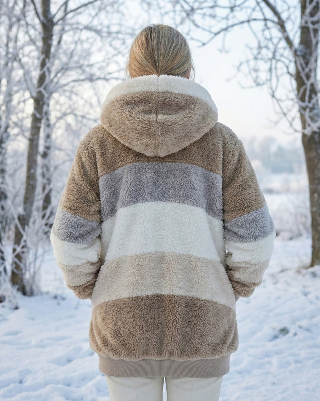 Colorblock Plush Coat