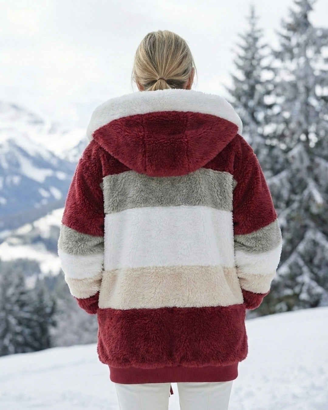 Colorblock Plush Coat