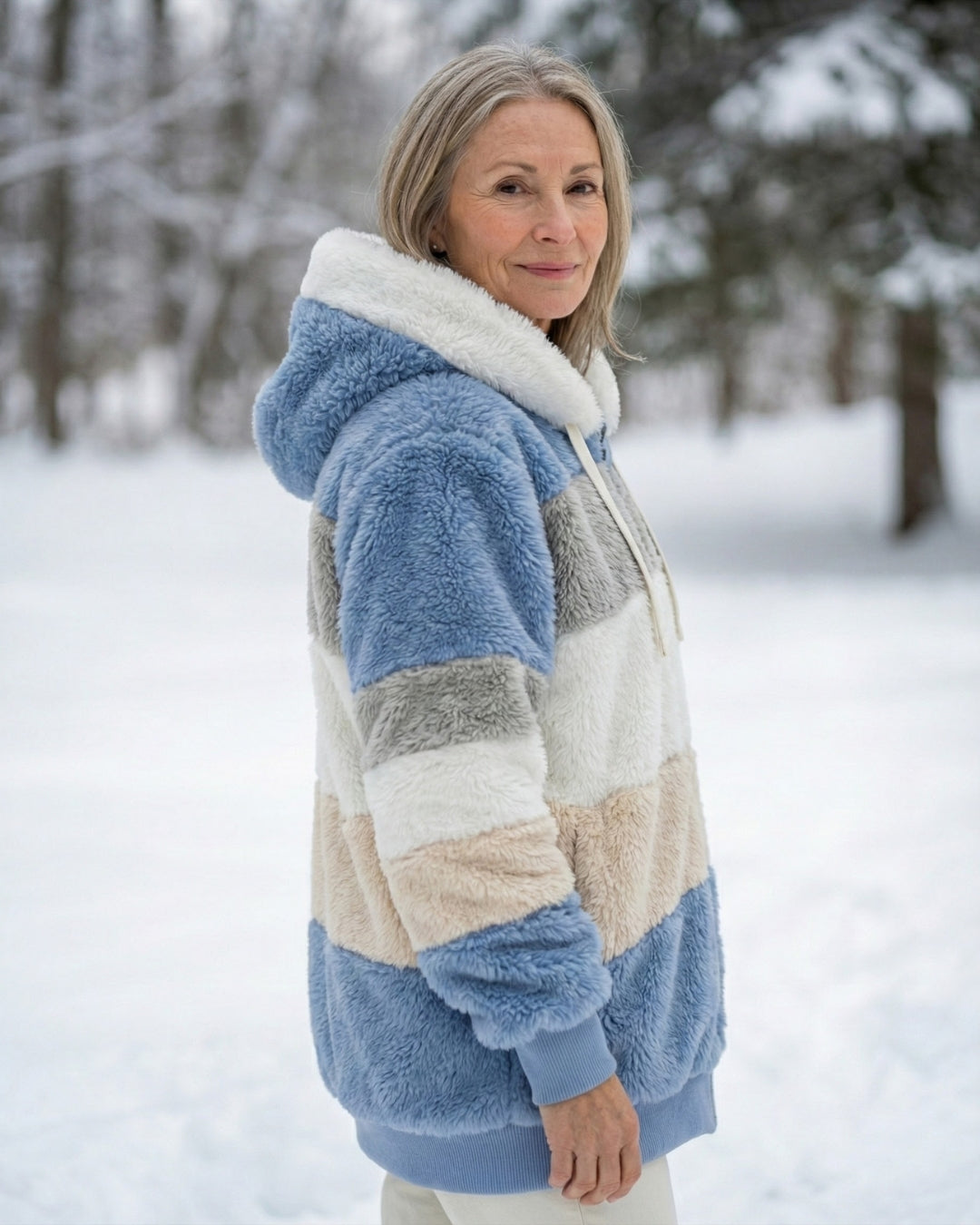 Colorblock Plush Coat