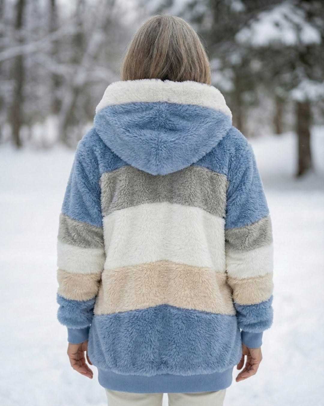 Colorblock Plush Coat