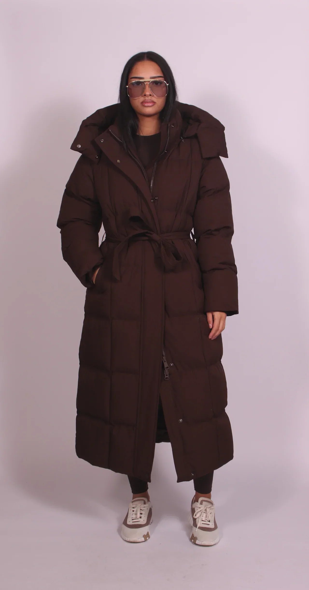 Patricia - Long Belted Puffer Coat