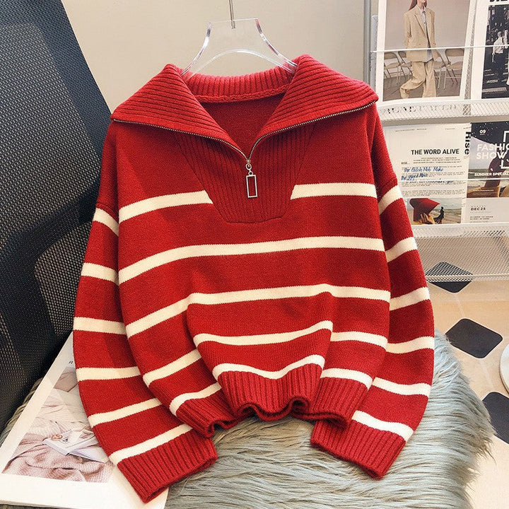 TIANA™ - Chic Striped Long Sleeve Collared Top