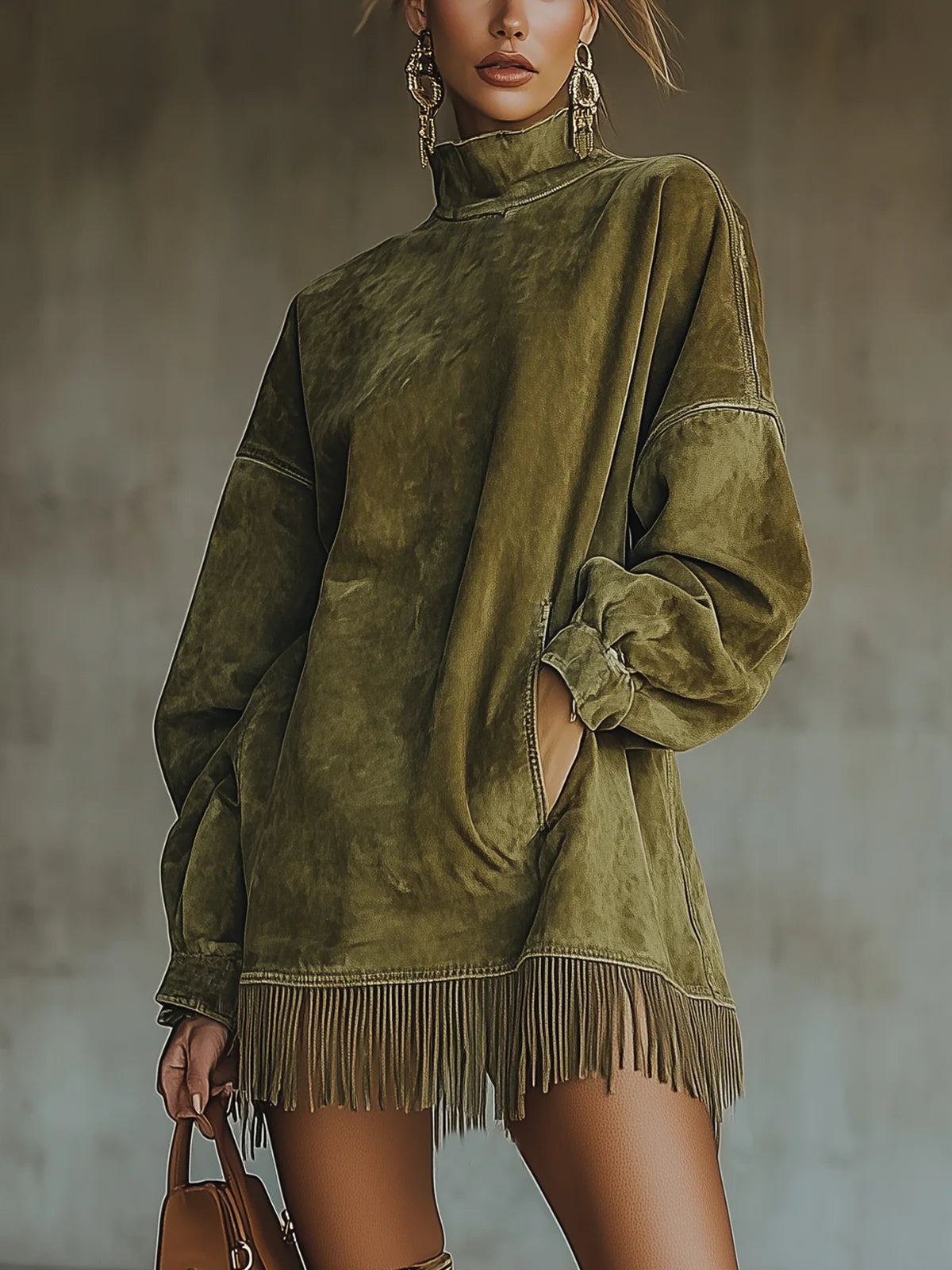Francine | Cozy Suede Fringe Dress