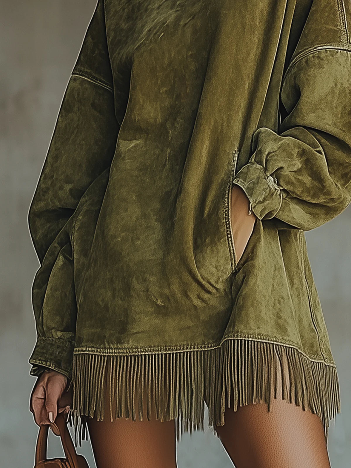 Francine | Cozy Suede Fringe Dress