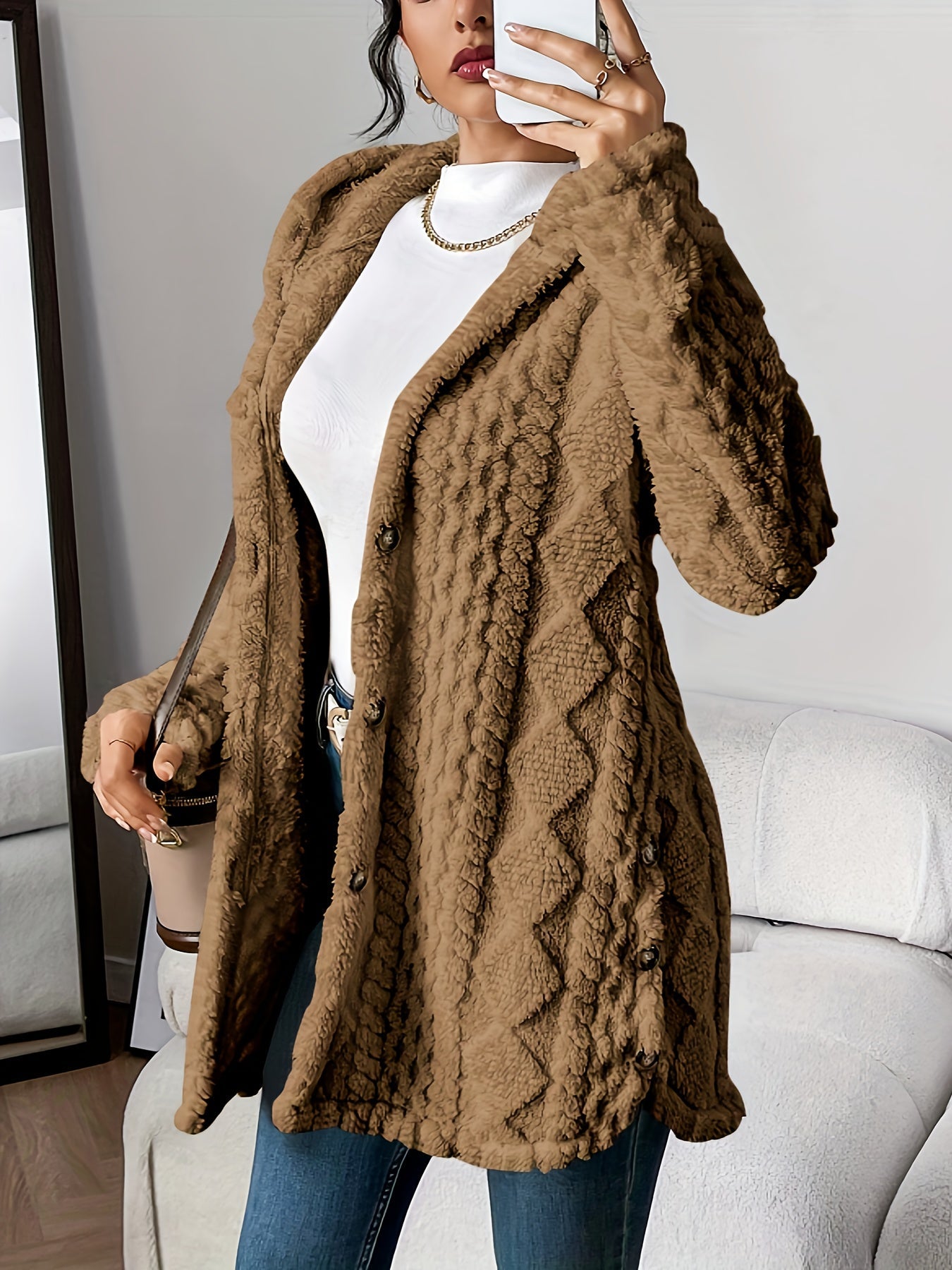 Rowena™ | Plush Hooded Cardigan Coat