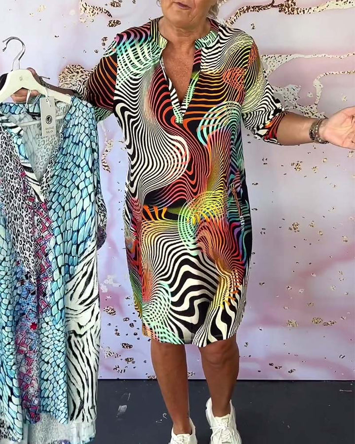 MARI™ - Colorful V-Neck Dress